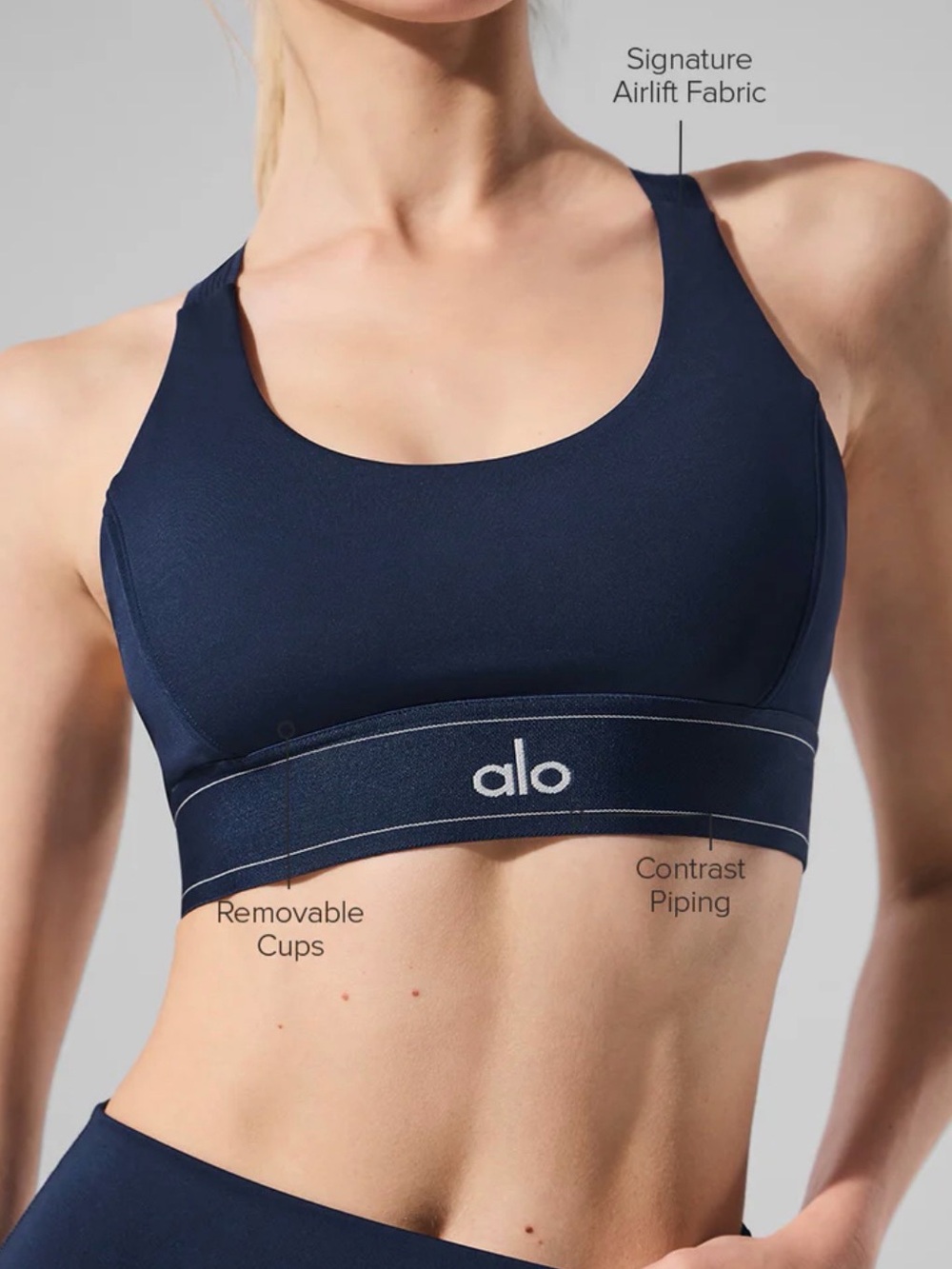 ALO Yoga Navy Signature Airlift Sports Bra